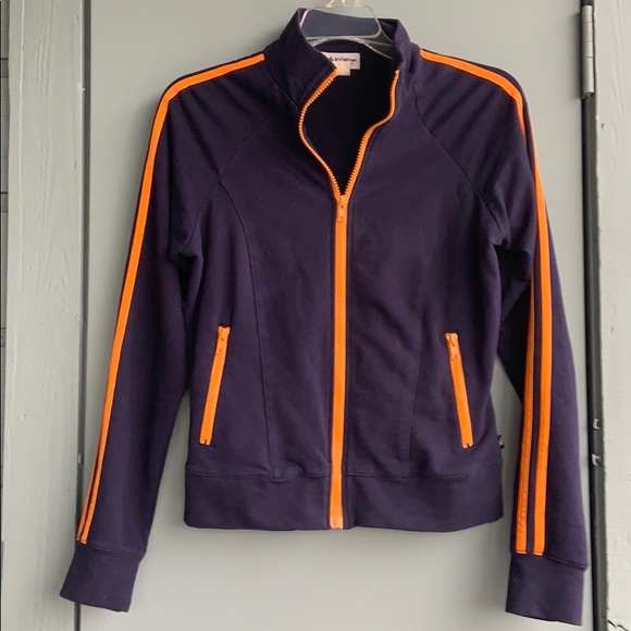 Self Esteem Jackets & Blazers - Navy Blue Track Jacket with Orange Stripes Sz S